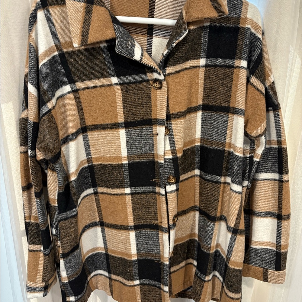 Plaid Button-Up Jacket